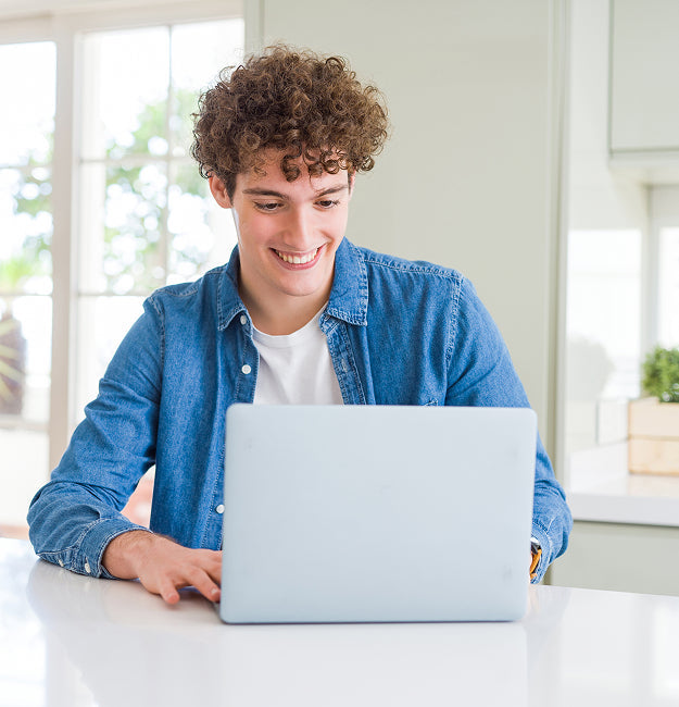 Student using a laptop